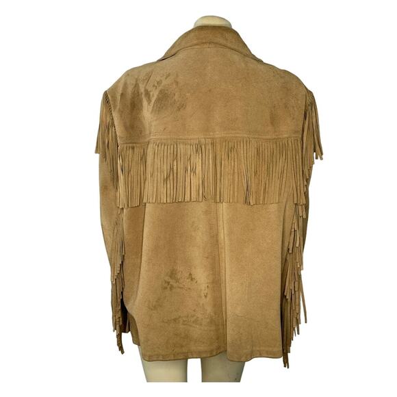 Vintage Mid Western sport tog brown leather fringed shirt made in USA size XL - Picture 6 of 17